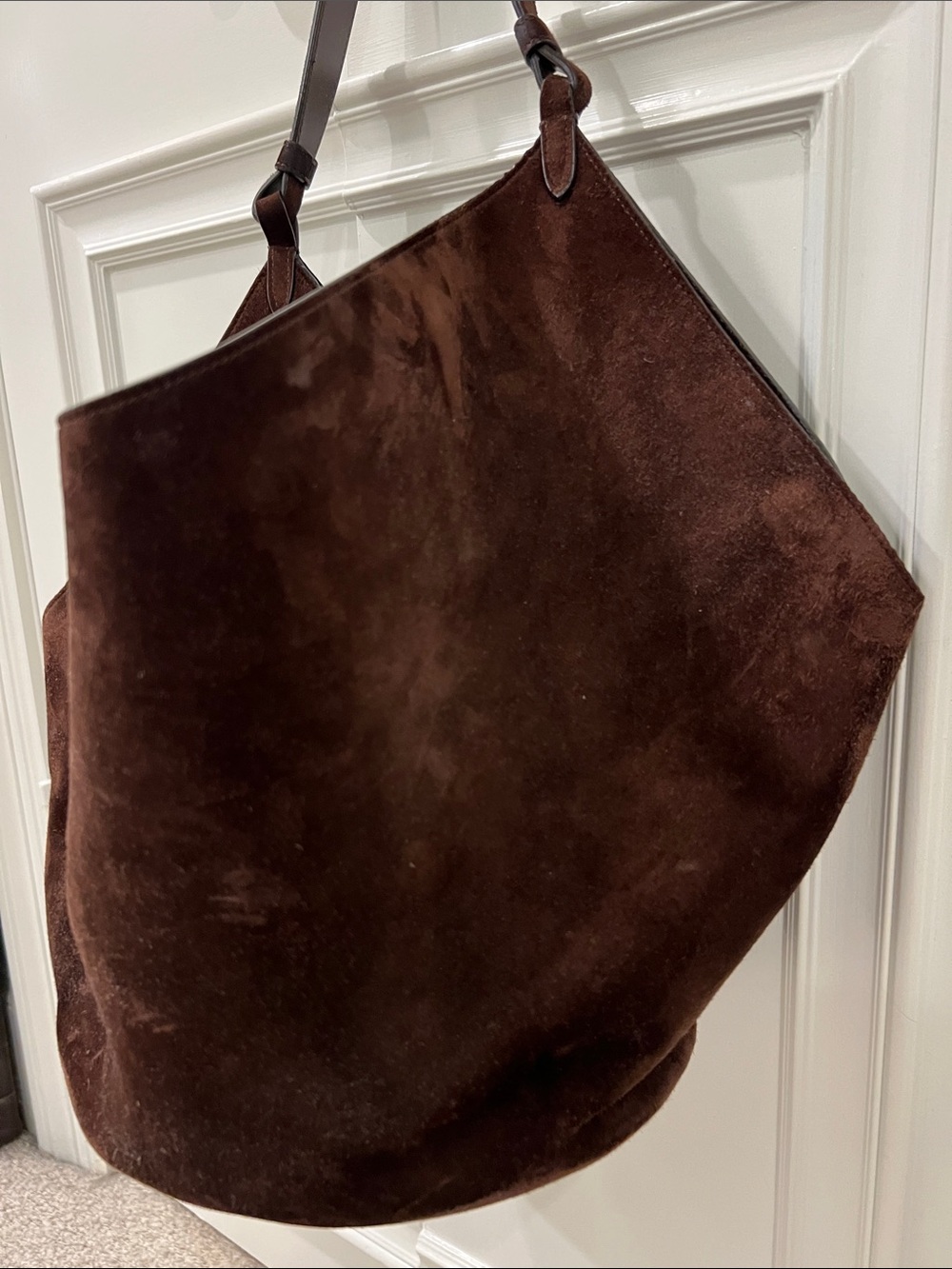 KHAITE Dark Brown Suede Hobo Bag - Picture 3 of 9